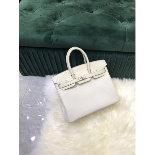 Geantă Hermes Birkin Original din piele crocodil togo HBK2530 și albă