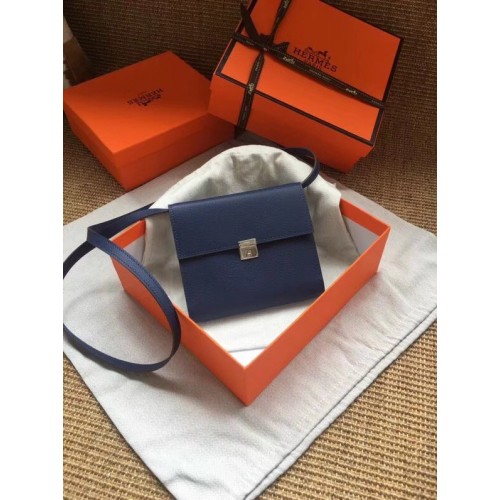Geantă Hermes Clutch Epsom din piele de vițel H0589 Albastru închis