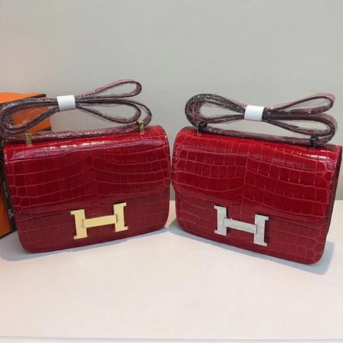 Geantă Hermes Constance din piele croco H9978C roșie