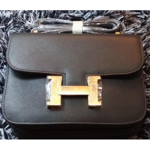 Geantă Hermes Constance din piele Litchi H9998 Negru