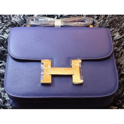 Geantă Hermes Constance din piele Litchi H9998 Royal