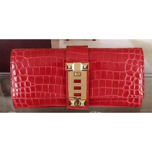 Geantă Hermes Croco Leather Clutch H88017 Roșu