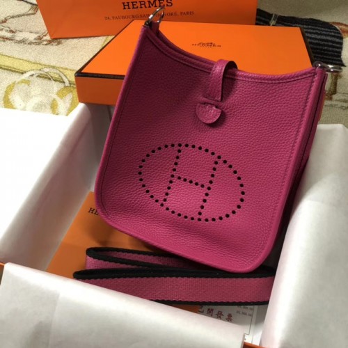 Geantă Hermes Evelyne mini 17cm din piele de vițel originală H1187 roz