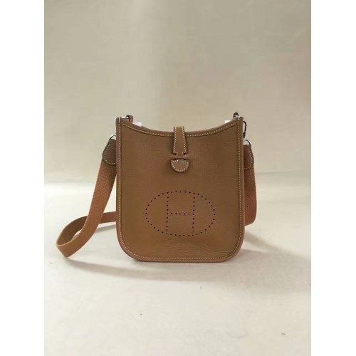 Geantă de umăr mini Hermes Evelyne originală din piele Togo H15698 maro