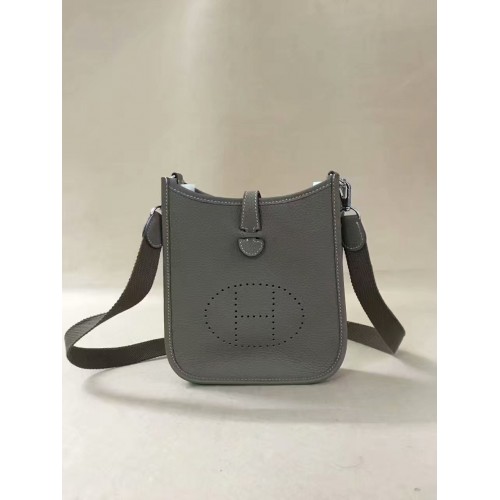 Geantă de umăr mini Hermes Evelyne originală din piele Togo H15698 gri închis