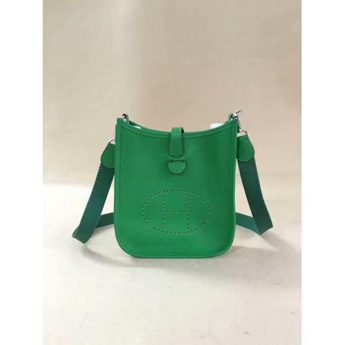 Geantă de umăr mini Hermes Evelyne originală din piele Togo H15698 verde