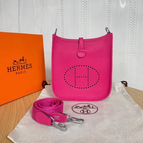 Geantă de umăr mini Hermes Evelyne originală din piele Togo H15698 roz aprins