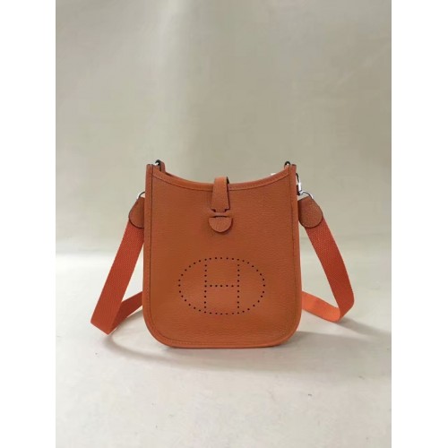 Geantă de umăr mini Hermes Evelyne originală din piele Togo H15698 portocalie