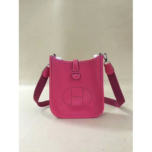 Geantă de umăr mini Hermes Evelyne originală din piele Togo H15698 roz