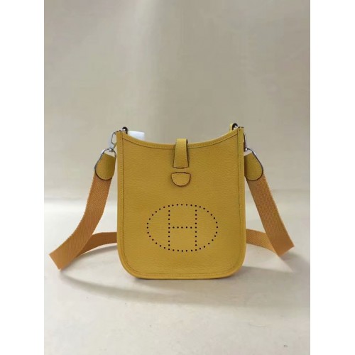 Geantă de umăr mini Hermes Evelyne originală din piele Togo H15698 galbenă