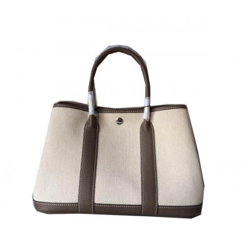 Geantă Hermes Garden Party 30CM din pânză, piele, H11S, gri