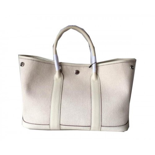 Hermes Garden Party 30CM Geanta Pânză Piele H11S OffWhite