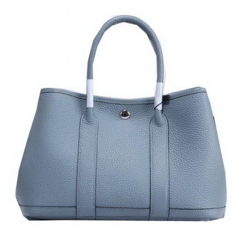Genți tote Hermes Garden Party 30cm din piele granulată, albastru-ceru