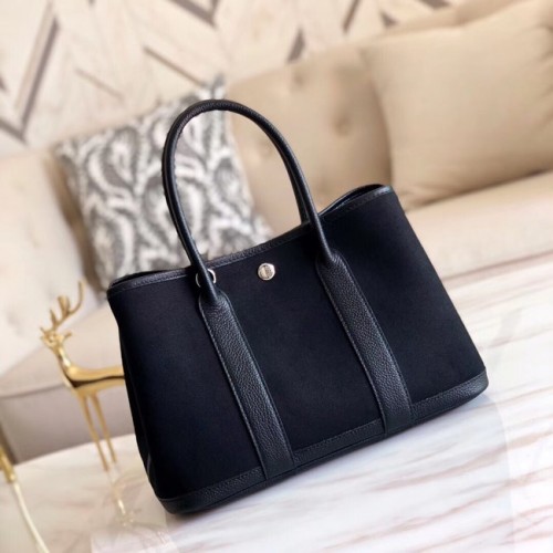 Genți Hermes Garden Party 36cm Tote din piele originală A3698 Negru