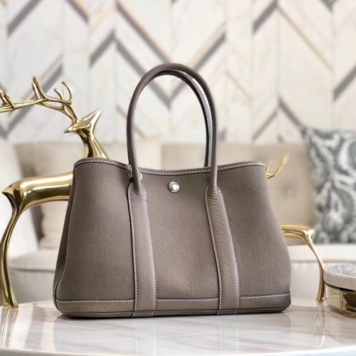 Genți Hermes Garden Party 36cm Tote din piele originală A3698 Gri