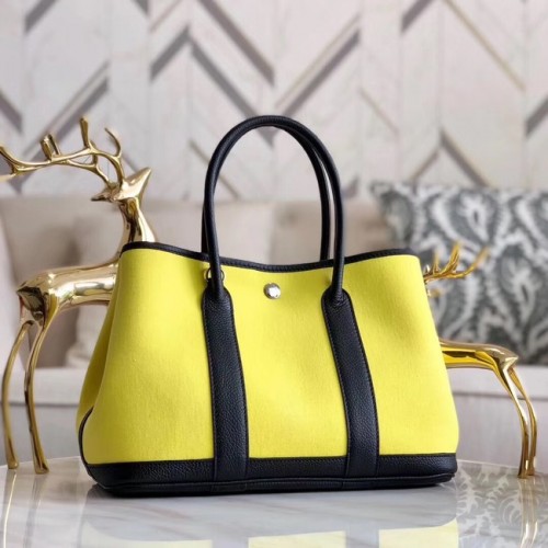 Genți Hermes Garden Party 36cm Tote din piele originală A3698 Galben