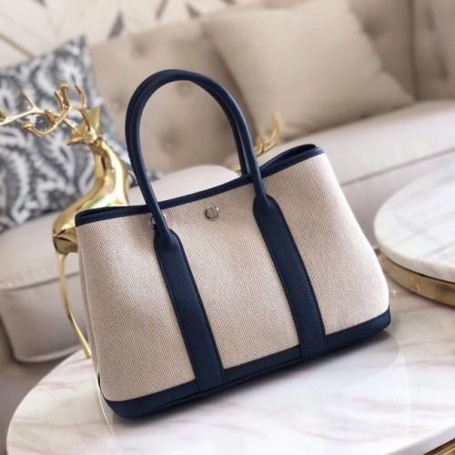 Genți tote Hermes Garden Party 36cm din piele originală H3698 Albastru închis