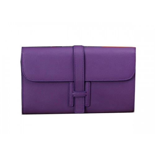 Geantă de mână Hermes Jige din piele de vițel H8057 violet