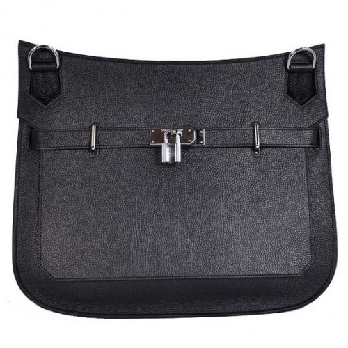 Geantă de umăr Hermes Jypsiere 34CM cu hardware argintiu și negru
