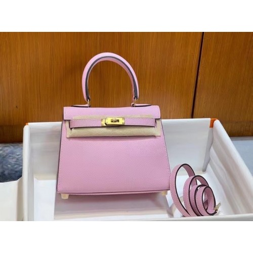 Genți de umăr Hermes Kelly 20cm Epsom KL2750 roz deschis și auriu
