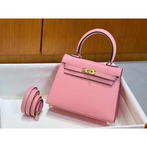 Genți de umăr Hermes Kelly 20cm Epsom KL2750 roz și auriu