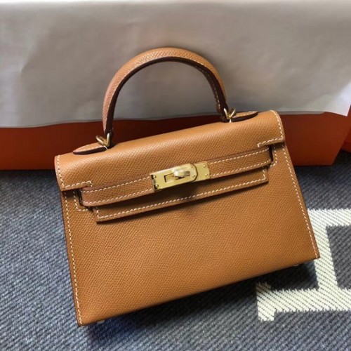 Geantă Hermes Kelly 20cm din piele Epsom originală KL20 Camel
