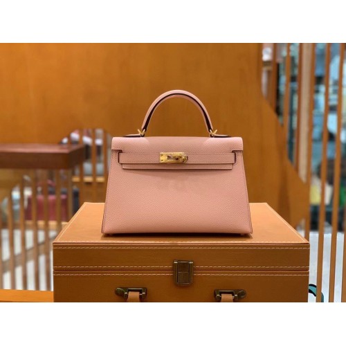 Geantă Hermes Kelly 22cm 25cm din piele Epsom originală KL22 KL25 roz nud