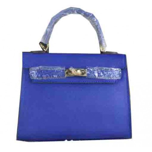 Geantă Hermes Kelly 22cm din piele de vițel albastră