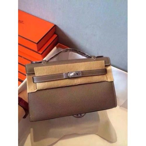 Geantă Hermes Kelly 22cm din piele originală KL22 gri