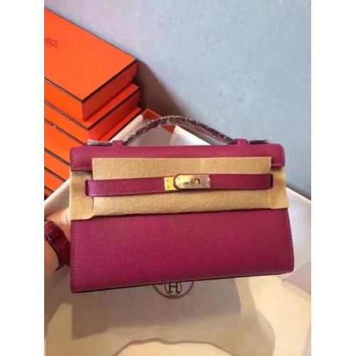Geantă Hermes Kelly 22cm din piele originală KL22 roz