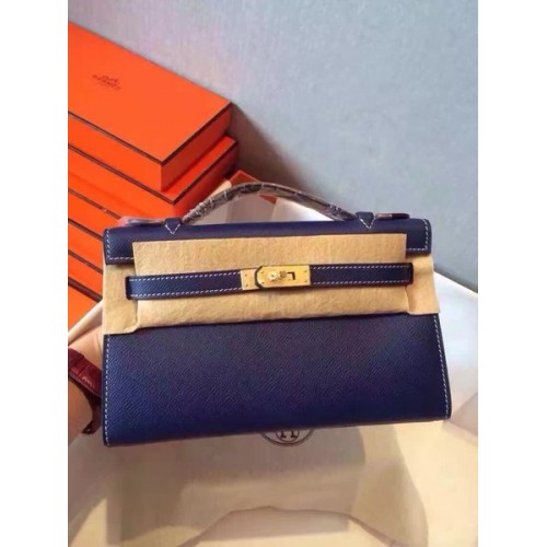 Geantă Hermes Kelly 22cm din piele originală KL22 Royal