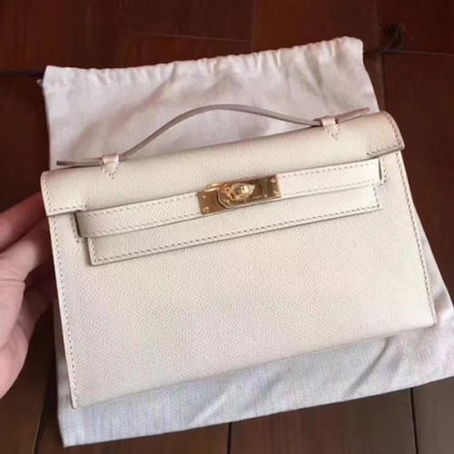 Geantă Hermes Kelly 22cm din piele originală KL22 albă