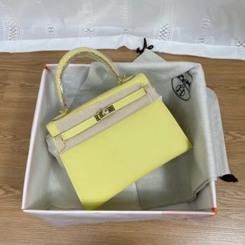 Genți de umăr Hermes Kelly 25cm Epsom KL2755 galben și auriu-Metal