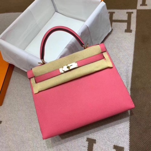 Genți de umăr Hermes Kelly 28cm din piele Epsom KL28 roz