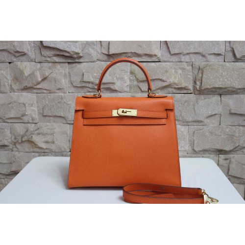 Genți de umăr Hermes Kelly 28cm piele espom portocalie