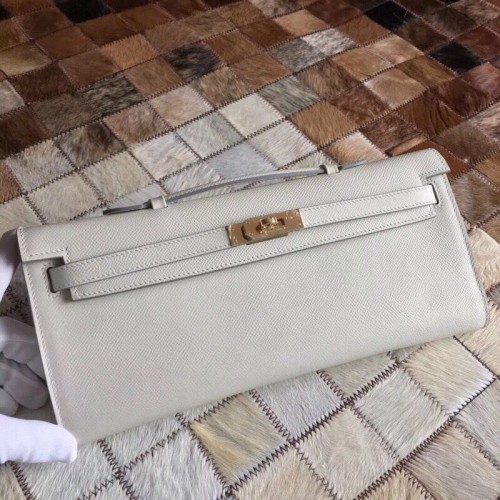 Geantă Hermes Kelly 31cm Clutch Original Epsom Leather KL31 Alb