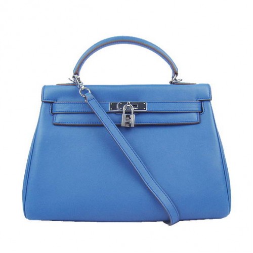Genți Hermes Kelly 32cm Togo Leather 6108 Albastru Argintiu