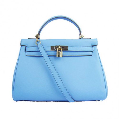 Genți Hermes Kelly 32cm din piele Togo 6108 Albastru deschis Auriu