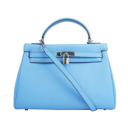 Genți Hermes Kelly 32cm din piele Togo 6108 Albastru deschis Argintiu
