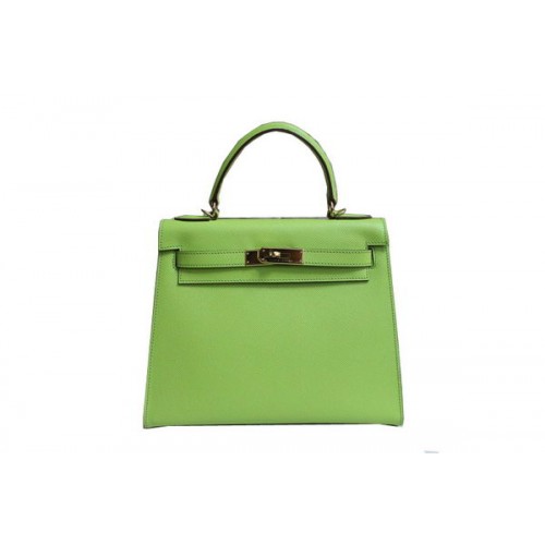 Geantă de umăr Hermes Kelly 32cm din piele Saffiano verde K32 aurie