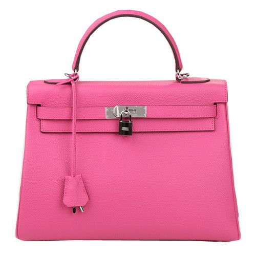 Geantă de umăr Hermes Kelly 32cm Rose Original Leather K32 Silver