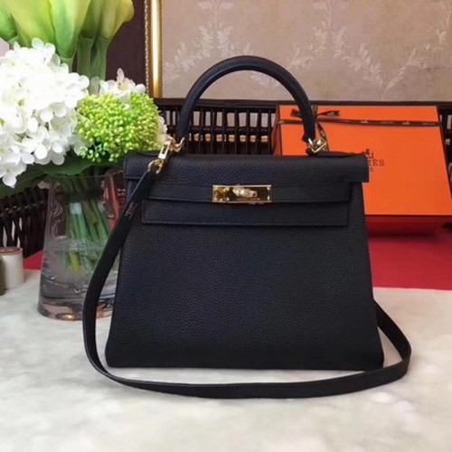 Geantă de umăr Hermes Kelly 32cm TOGO din piele KY32 Negru