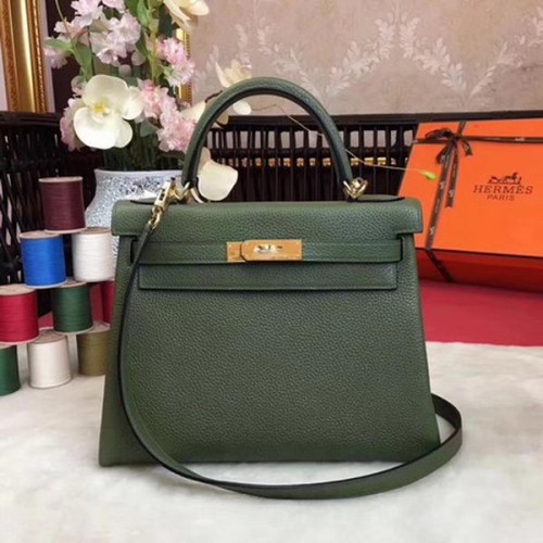 Geantă de umăr Hermes Kelly 32cm TOGO din piele KY32 Verde