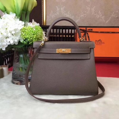 Geantă de umăr Hermes Kelly 32cm TOGO din piele KY32 gri