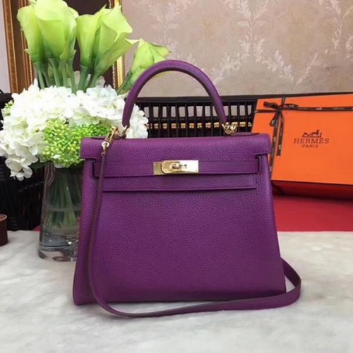 Geantă de umăr Hermes Kelly 32cm TOGO din piele KY32 violet
