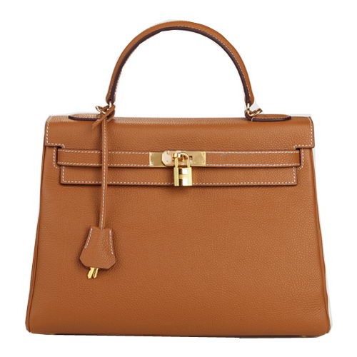 Geantă de umăr Hermes Kelly 32cm, din piele naturală, culoare gri, K32, auriu