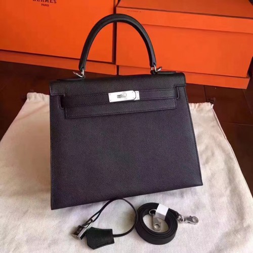Genți de umăr Hermes Kelly 32cm Originale din piele Espom negre