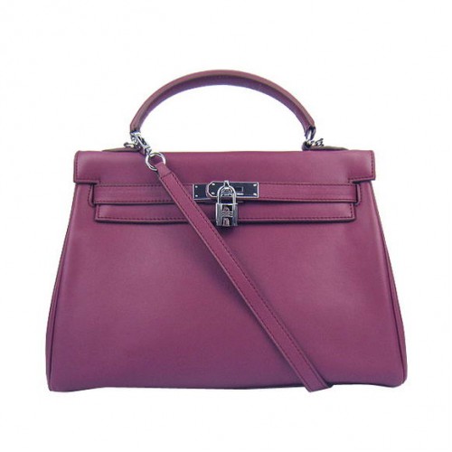 Genți de mână Hermes Kelly 32cm Togo din piele 6018 Bordeaux Argintiu