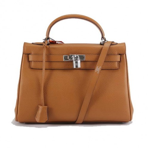 Genți de mână Hermes Kelly 32cm Togo din piele 6018 Argintiu deschis, cafea
