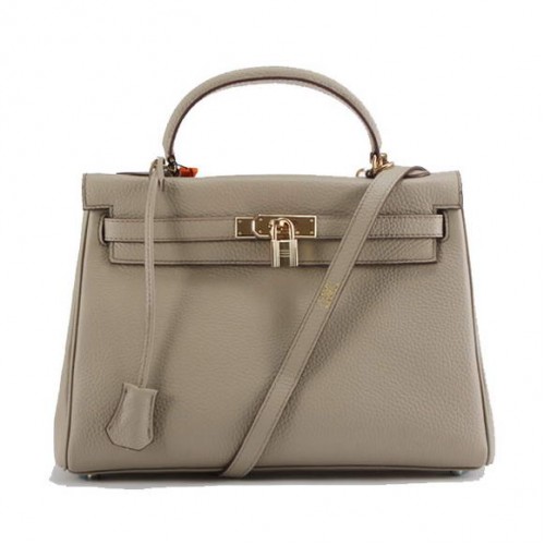 Genți de mână Hermes Kelly 32cm Togo din piele 6018 Gri deschis Auriu